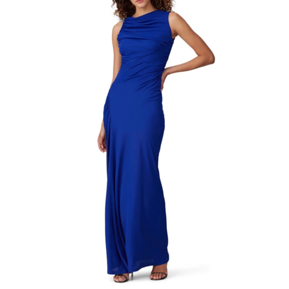 Atlein Cobalt Blue Ruched Gown Size 36 EU $1,156